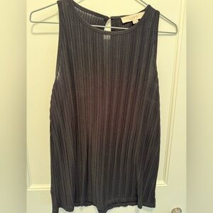 LOFT Black Pleated Sleeveless Tank